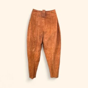 Vintage Pia Rucci‎ Suede Leather High Waist Tapered Carrot Leg Pants Size 12